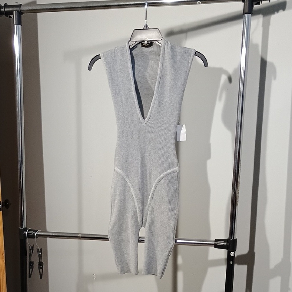 Gray Sleeveless Knit Romper